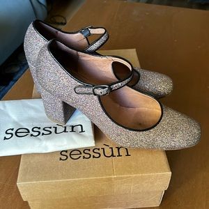 Sessun glitter Mary Jane heels 39/US8-8.5